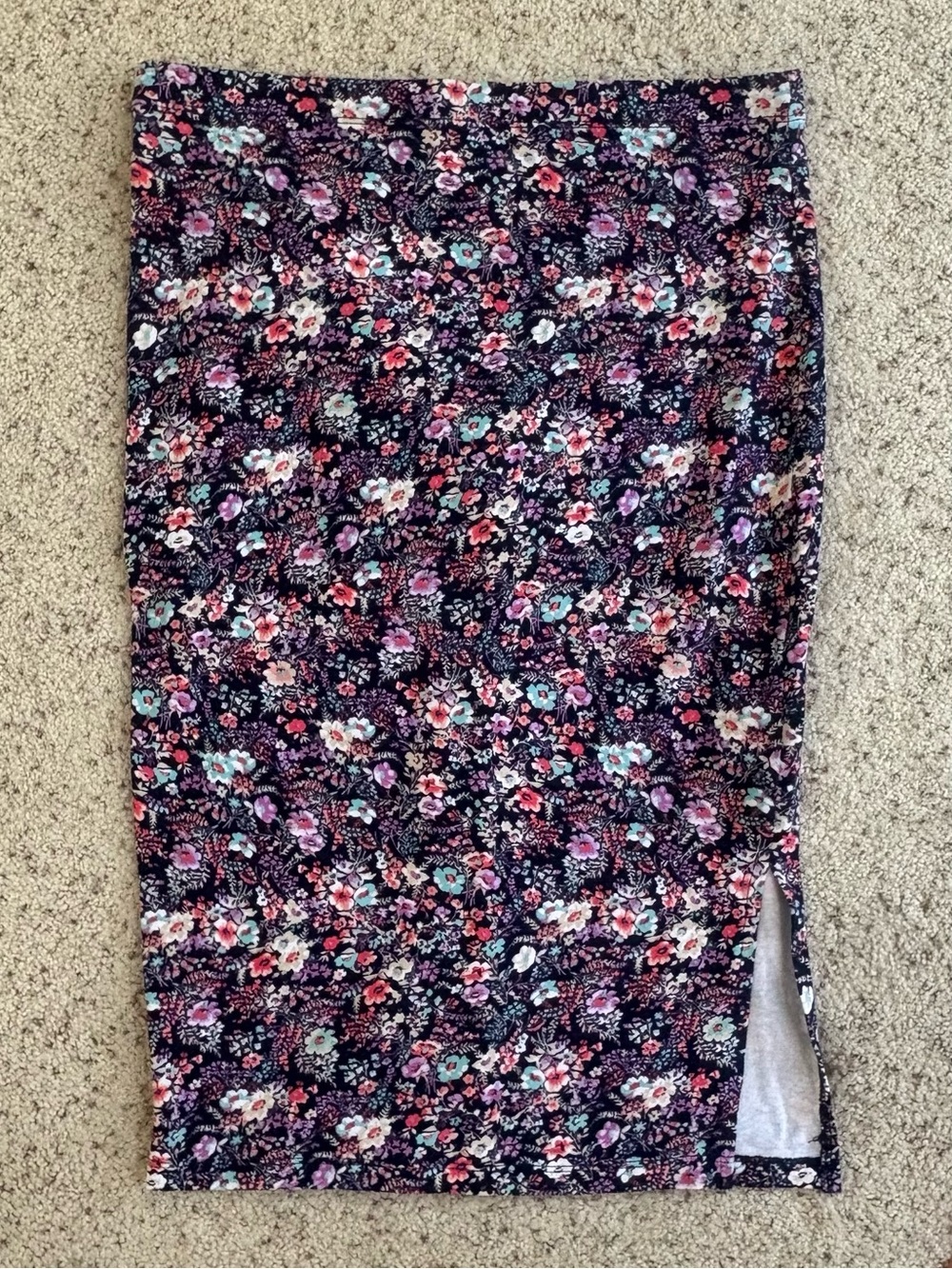 Decree Floral Pencil Skirt - Navy with Pink, Mint & Coral Accents